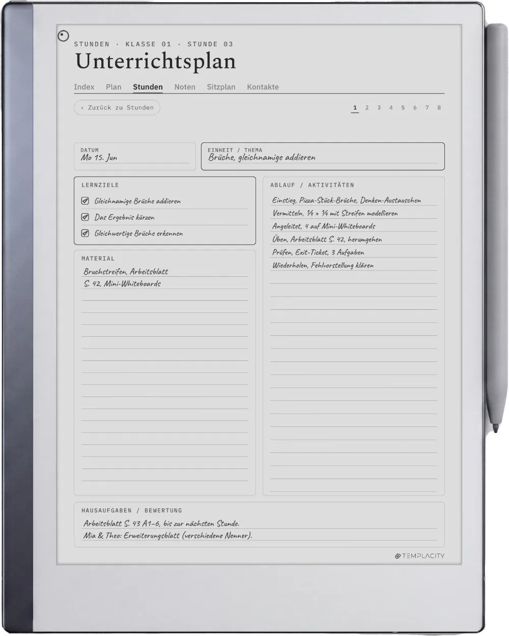 The Planner auf dem reMarkable 2