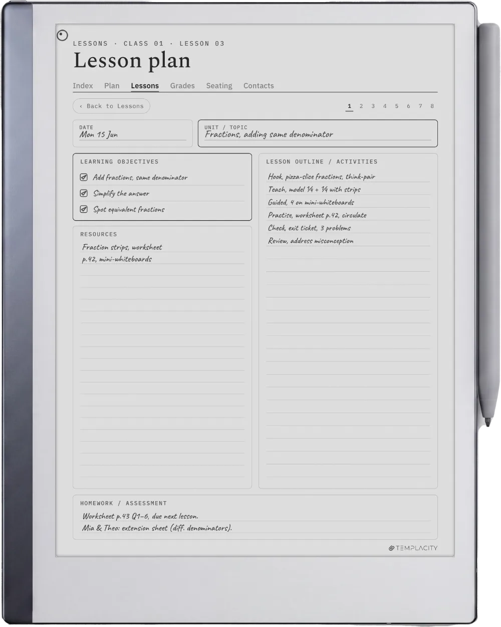 The Planner on the reMarkable 2