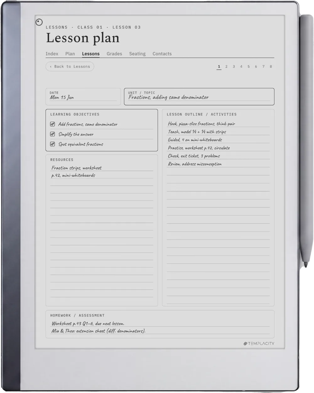 The Planner on the reMarkable 2