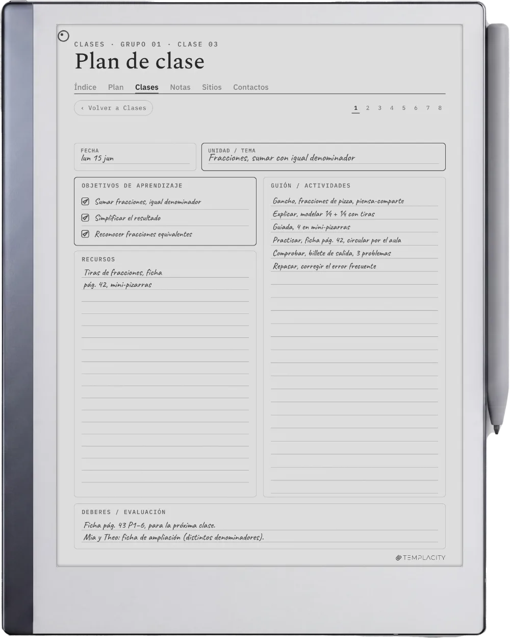 The Planner en el reMarkable 2