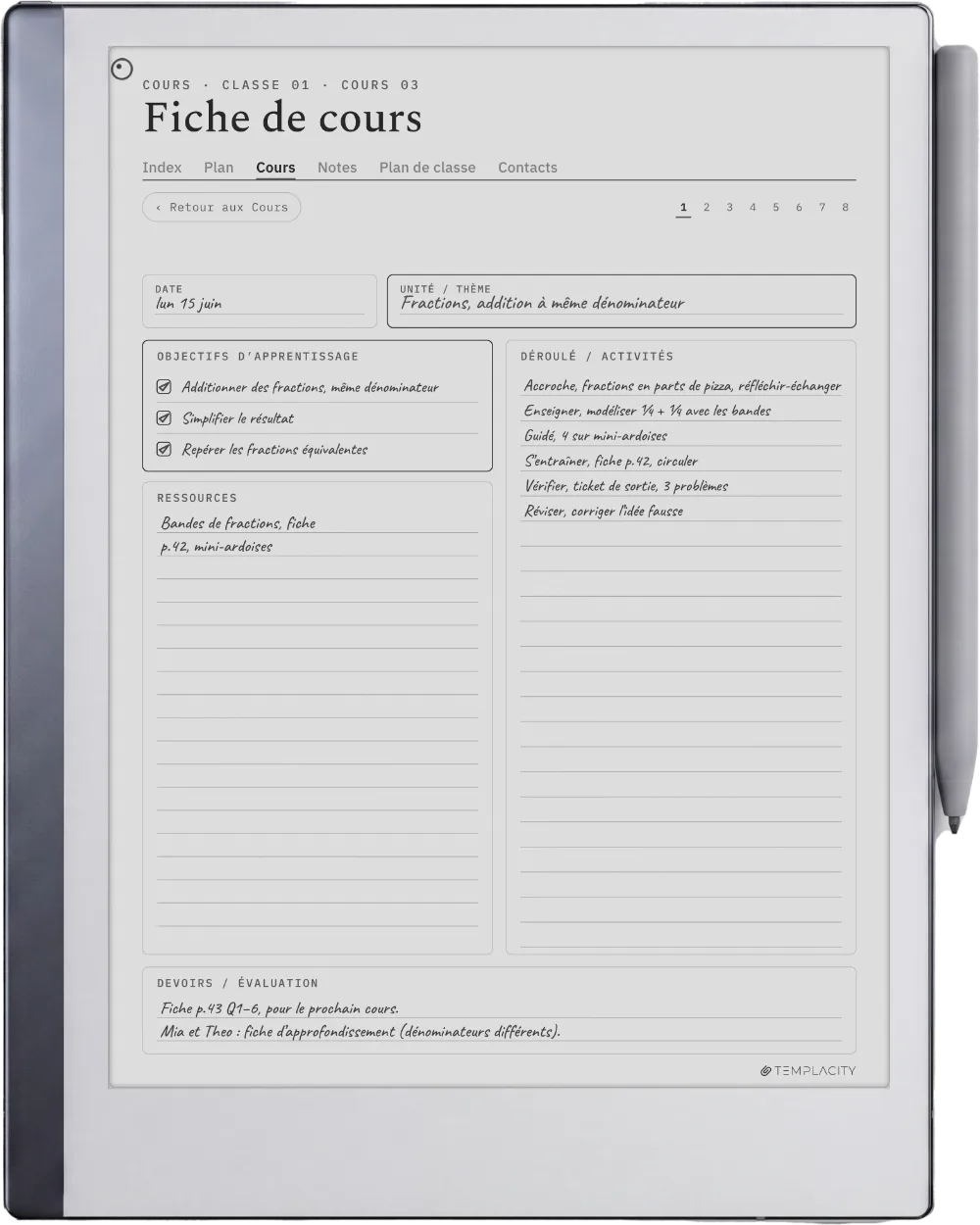 Le Planner sur la reMarkable 2