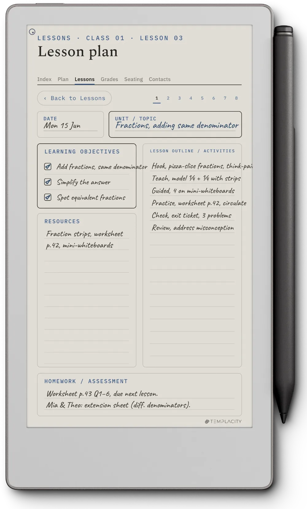The Planner on the reMarkable Paper Pro Move