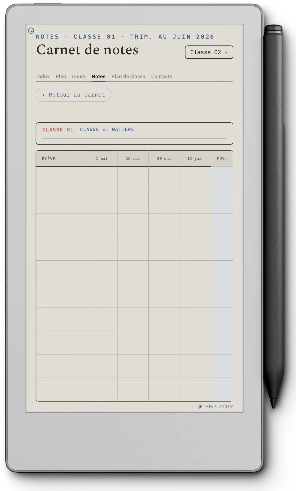 The Planner · Enseignant reMarkable Paper Pro Move page 2
