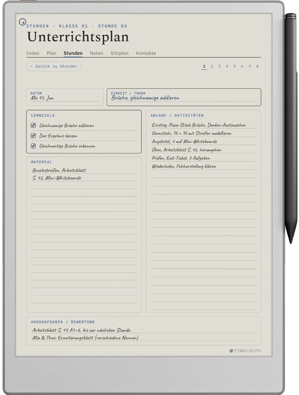 The Planner auf dem reMarkable Paper Pro