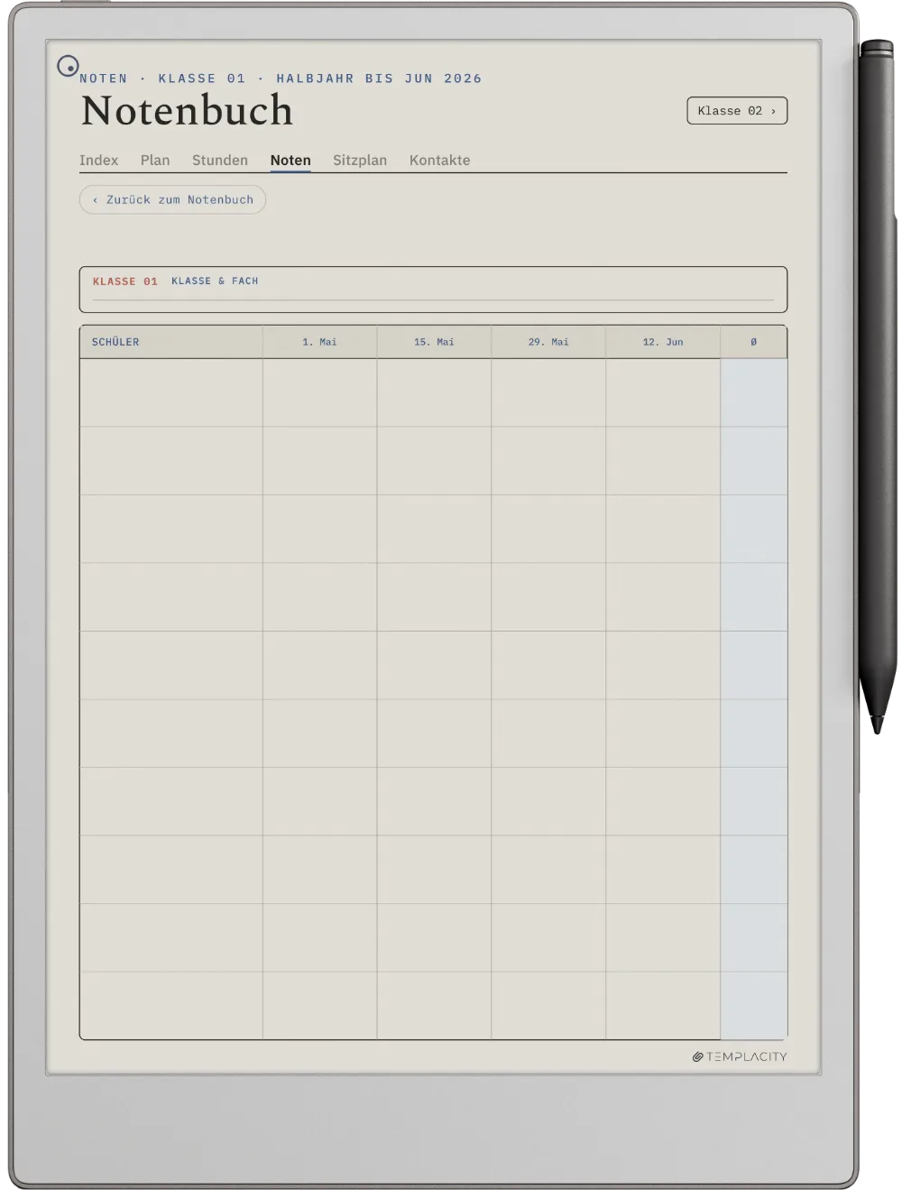 The Planner · Lehrer reMarkable Paper Pro Seite 2