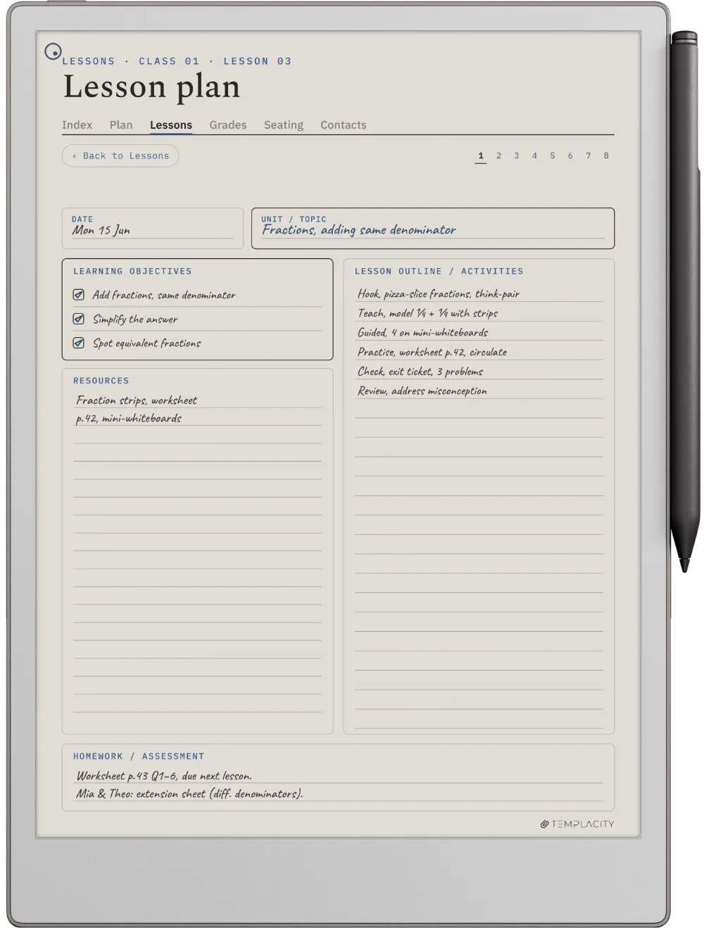 The Planner on the reMarkable Paper Pro