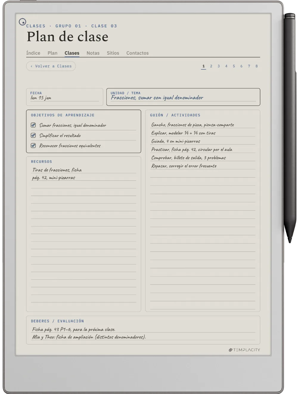 The Planner en el reMarkable Paper Pro