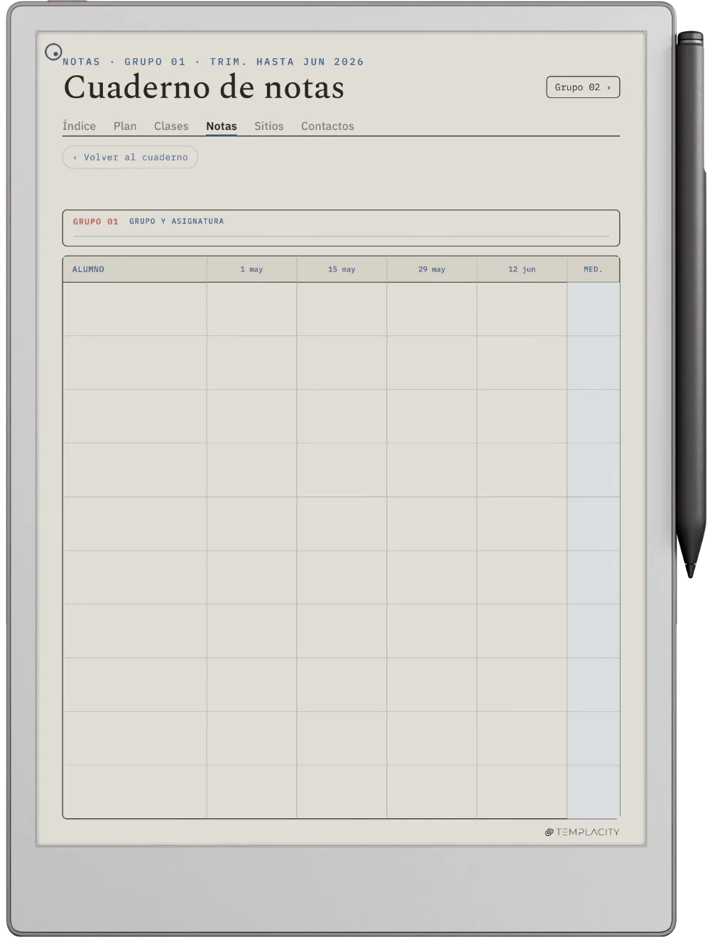 The Planner · Docente reMarkable Paper Pro página 2
