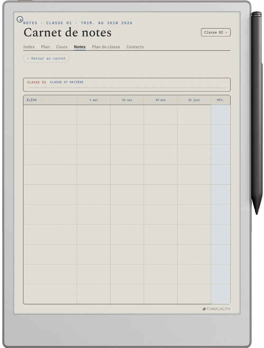 The Planner · Enseignant reMarkable Paper Pro page 2