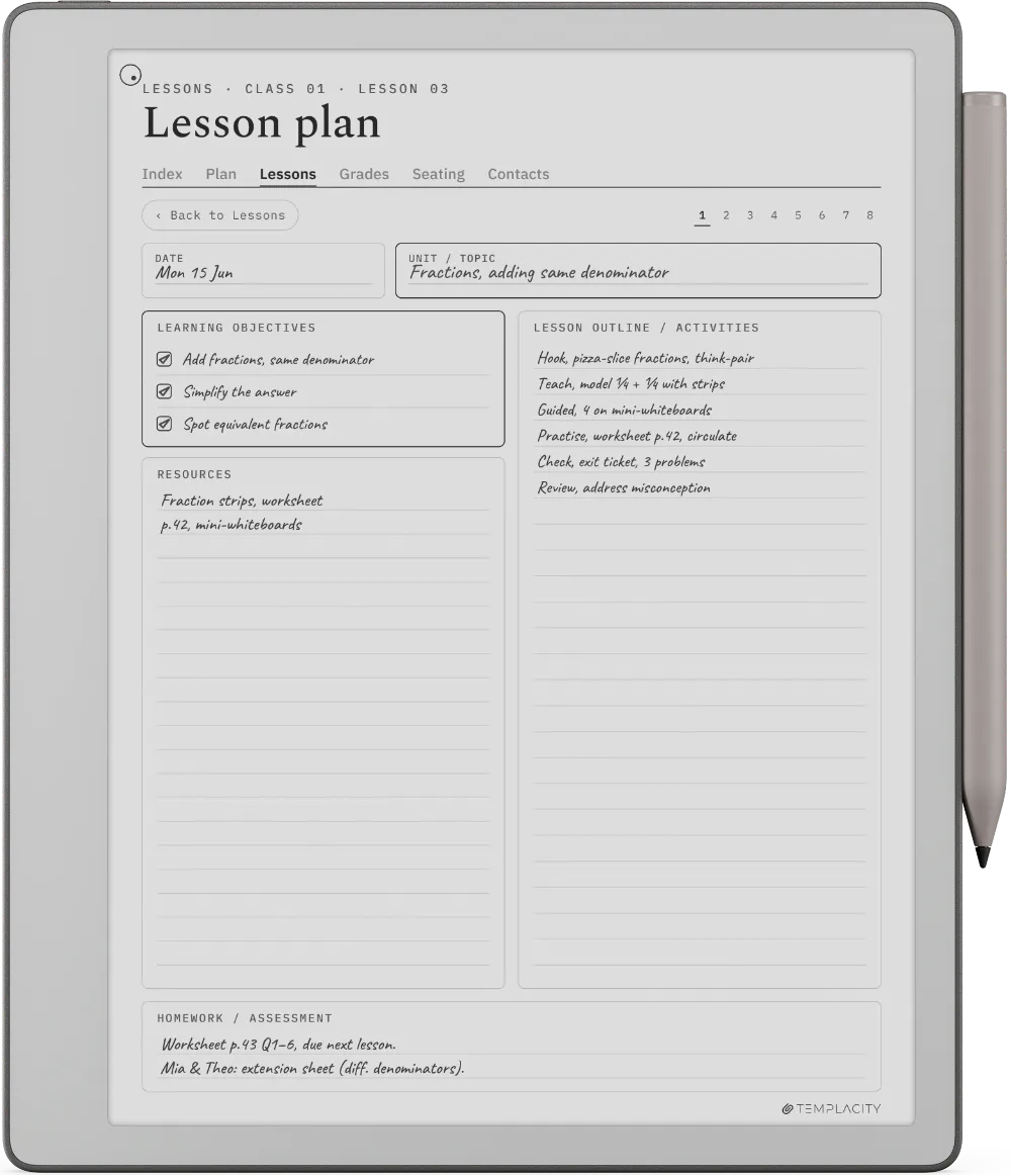 The Planner on the reMarkable Paper Pure