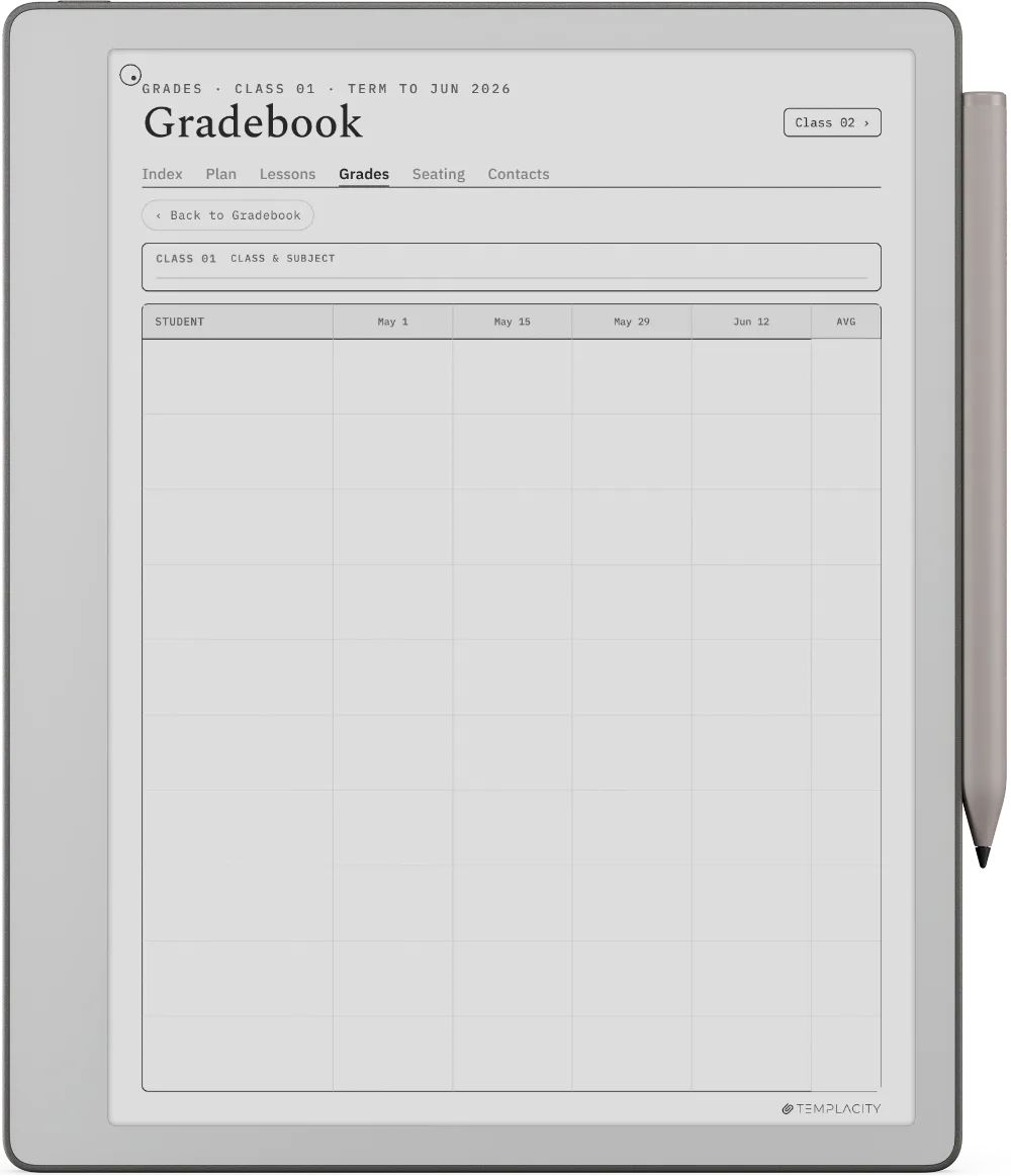 The Planner · Teacher reMarkable Paper Pure page 2