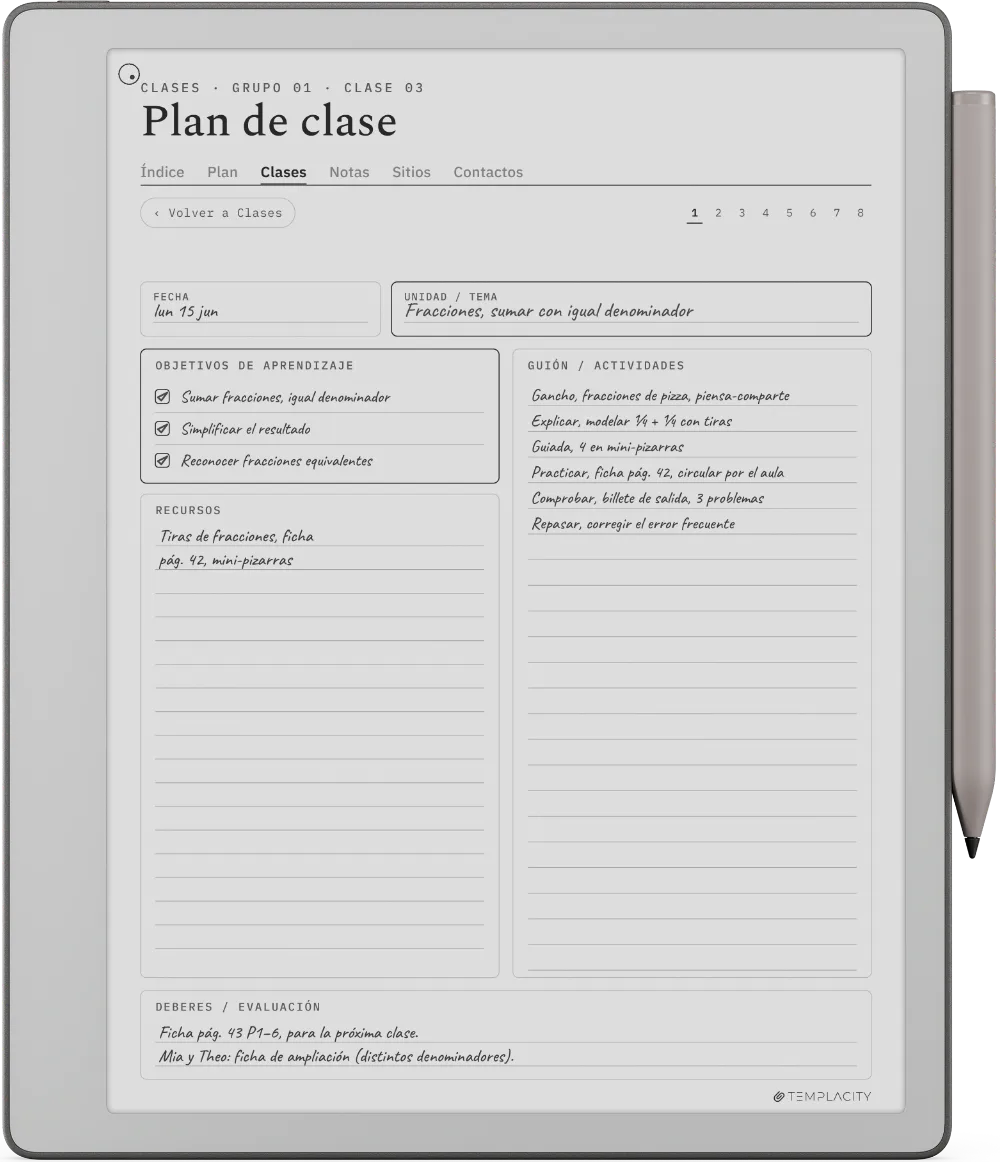 The Planner en el reMarkable Paper Pure