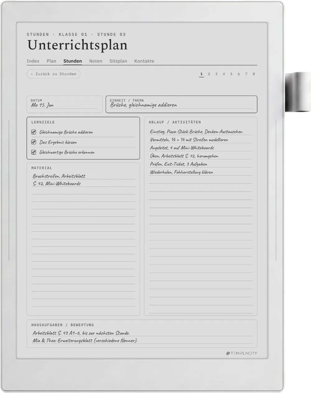 The Planner auf dem Supernote Manta