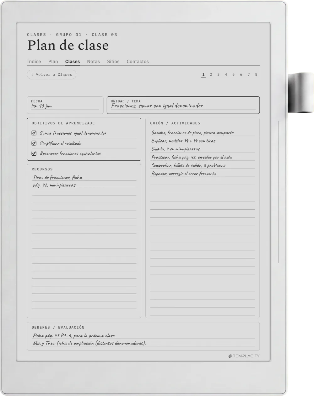 The Planner en el Supernote Manta
