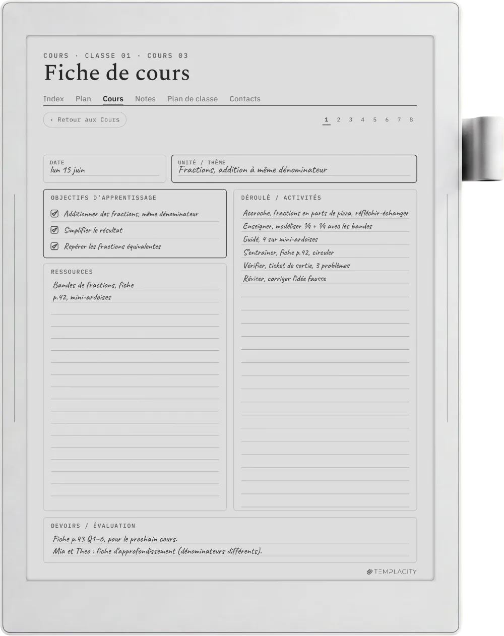 Le Planner sur la Supernote Manta