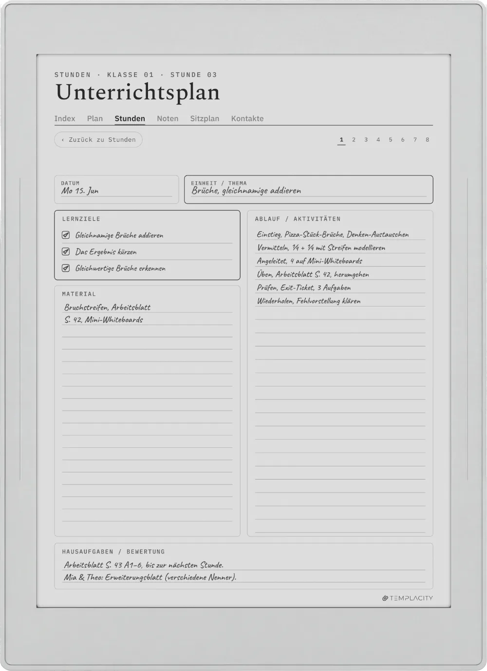 The Planner auf dem Supernote Nomad