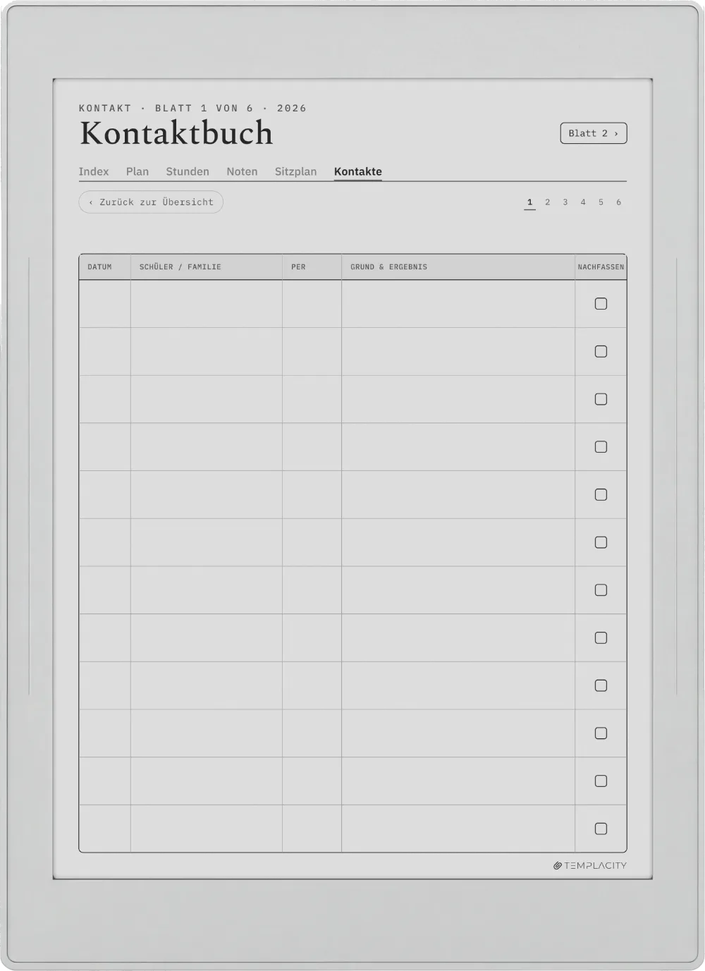 The Planner · Lehrer Supernote Nomad Seite 5