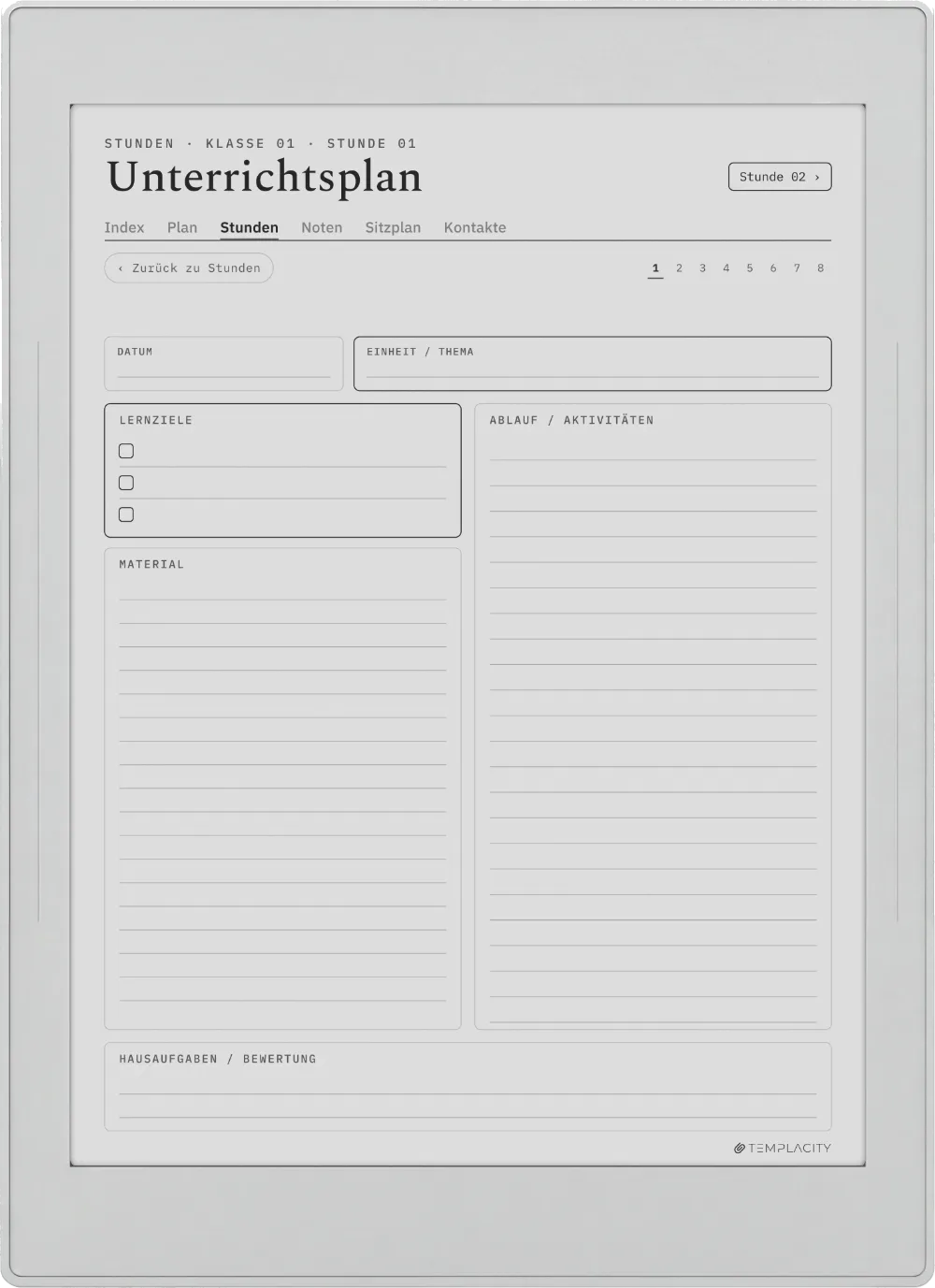 Der Planer: Der Unterrichtsplan