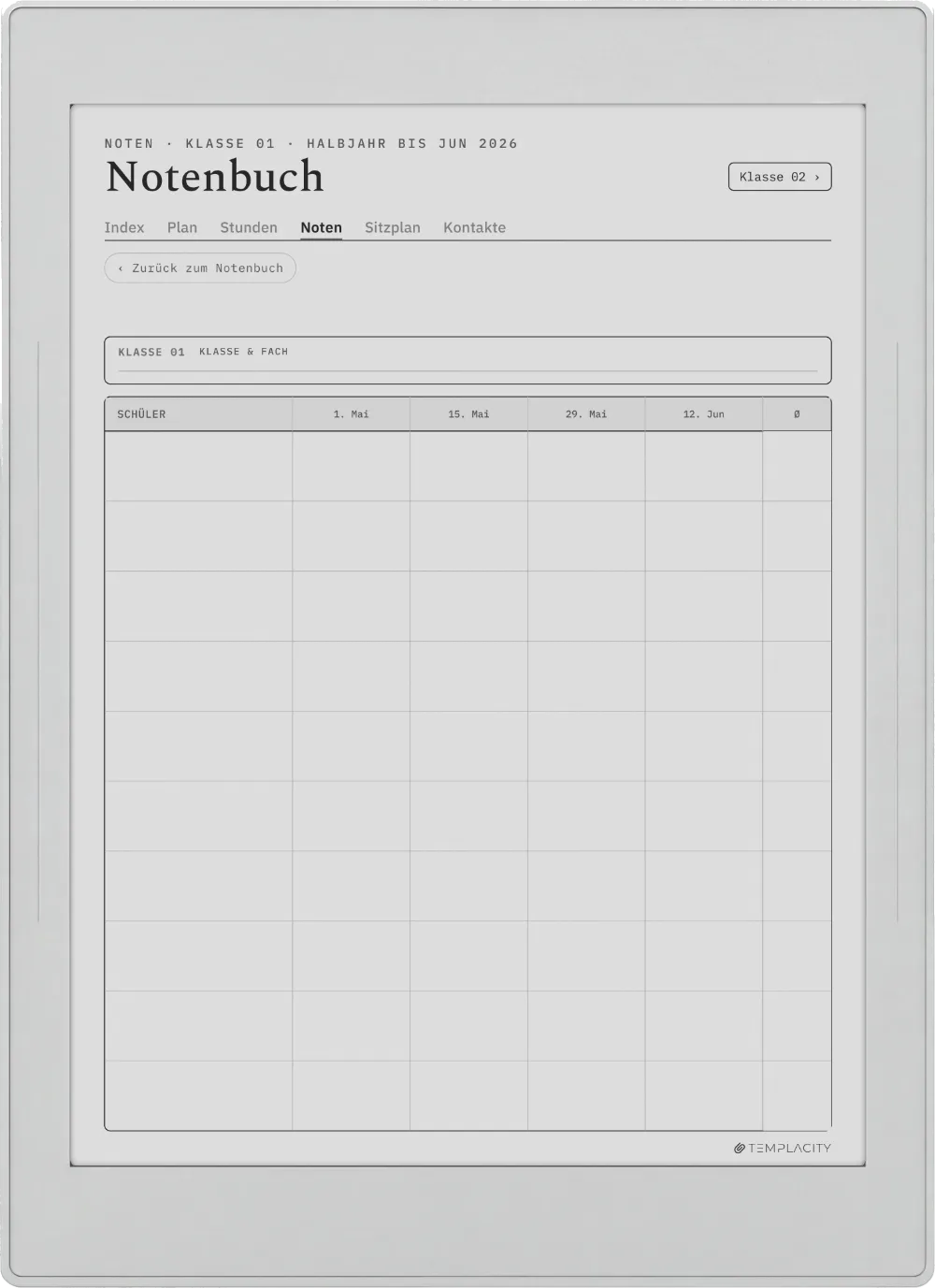 The Planner · Lehrer Supernote Nomad Seite 2