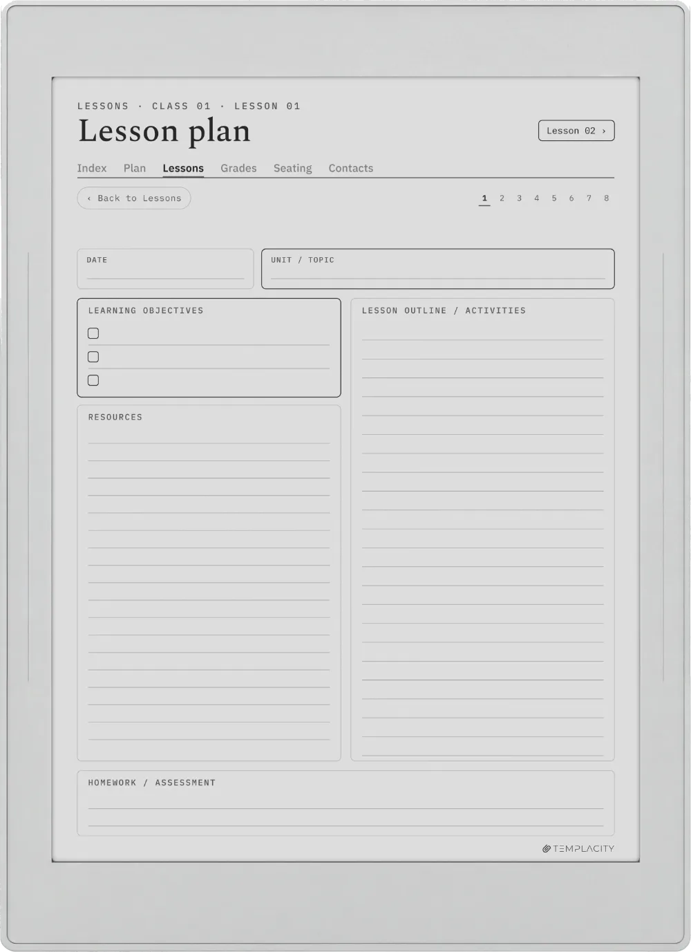 The Planner The Lesson Plan