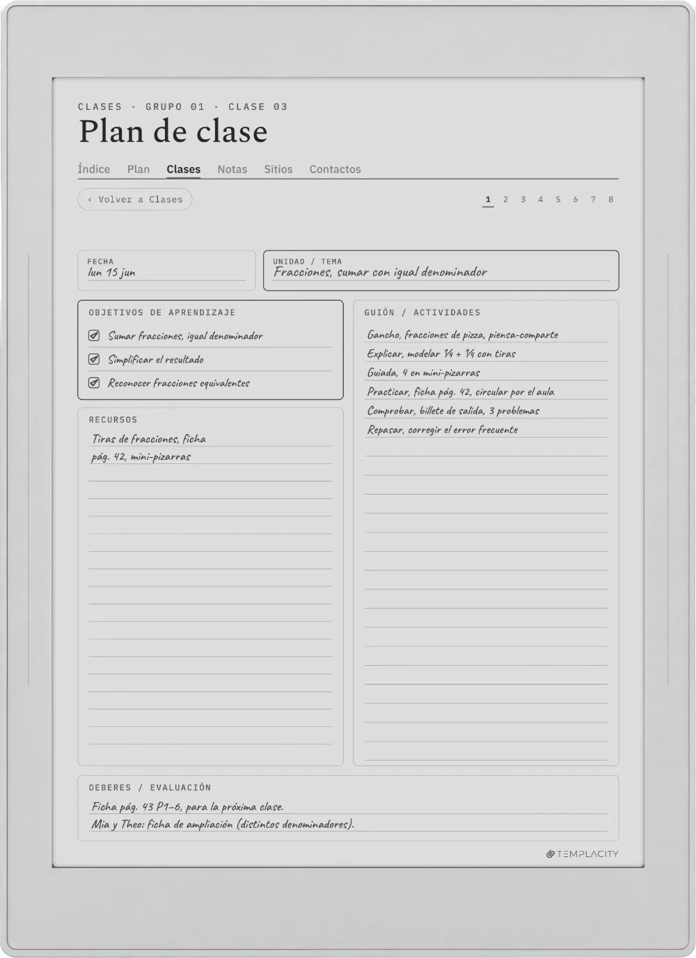 The Planner en el Supernote Nomad
