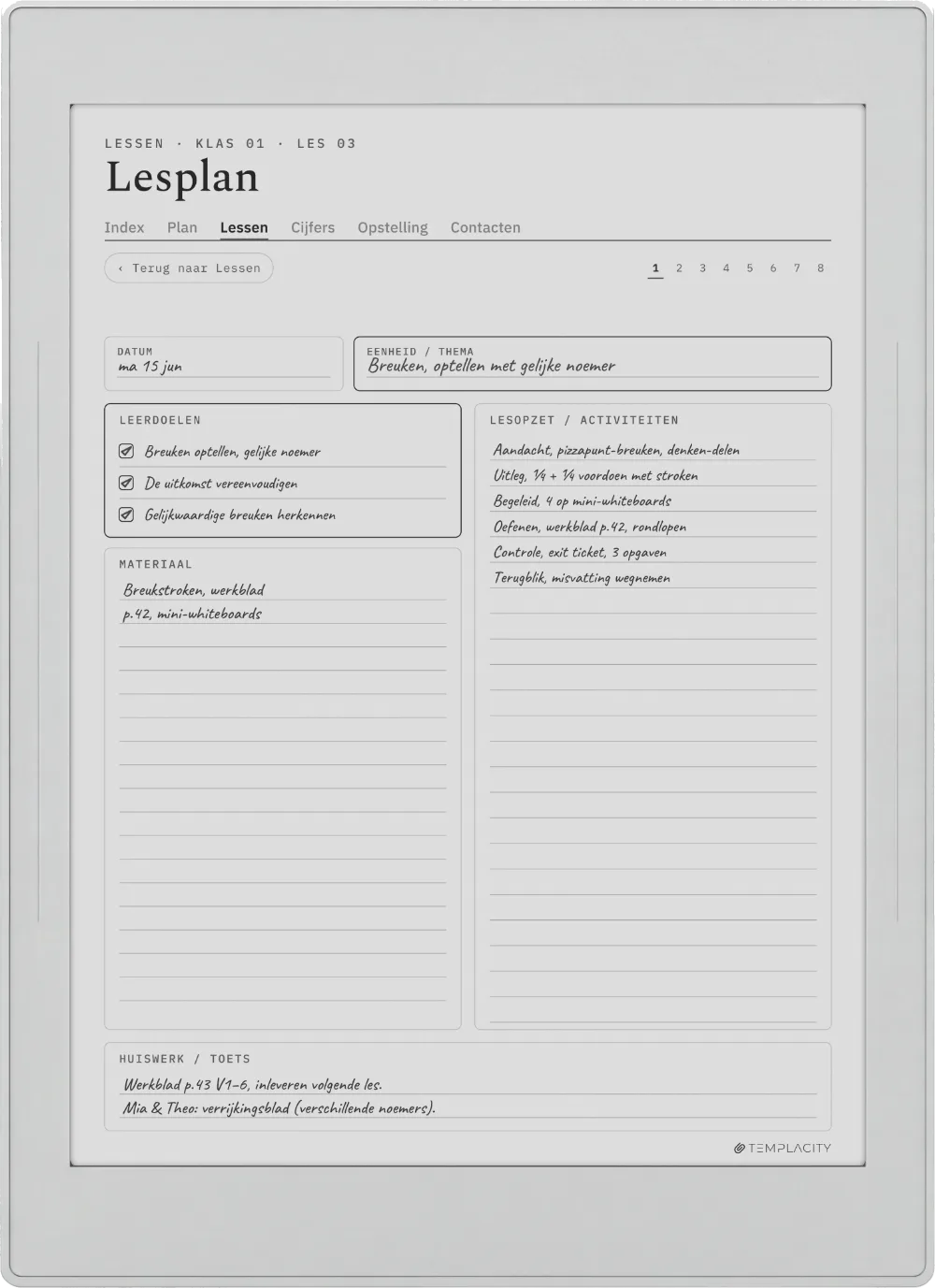 The Planner op de Supernote Nomad