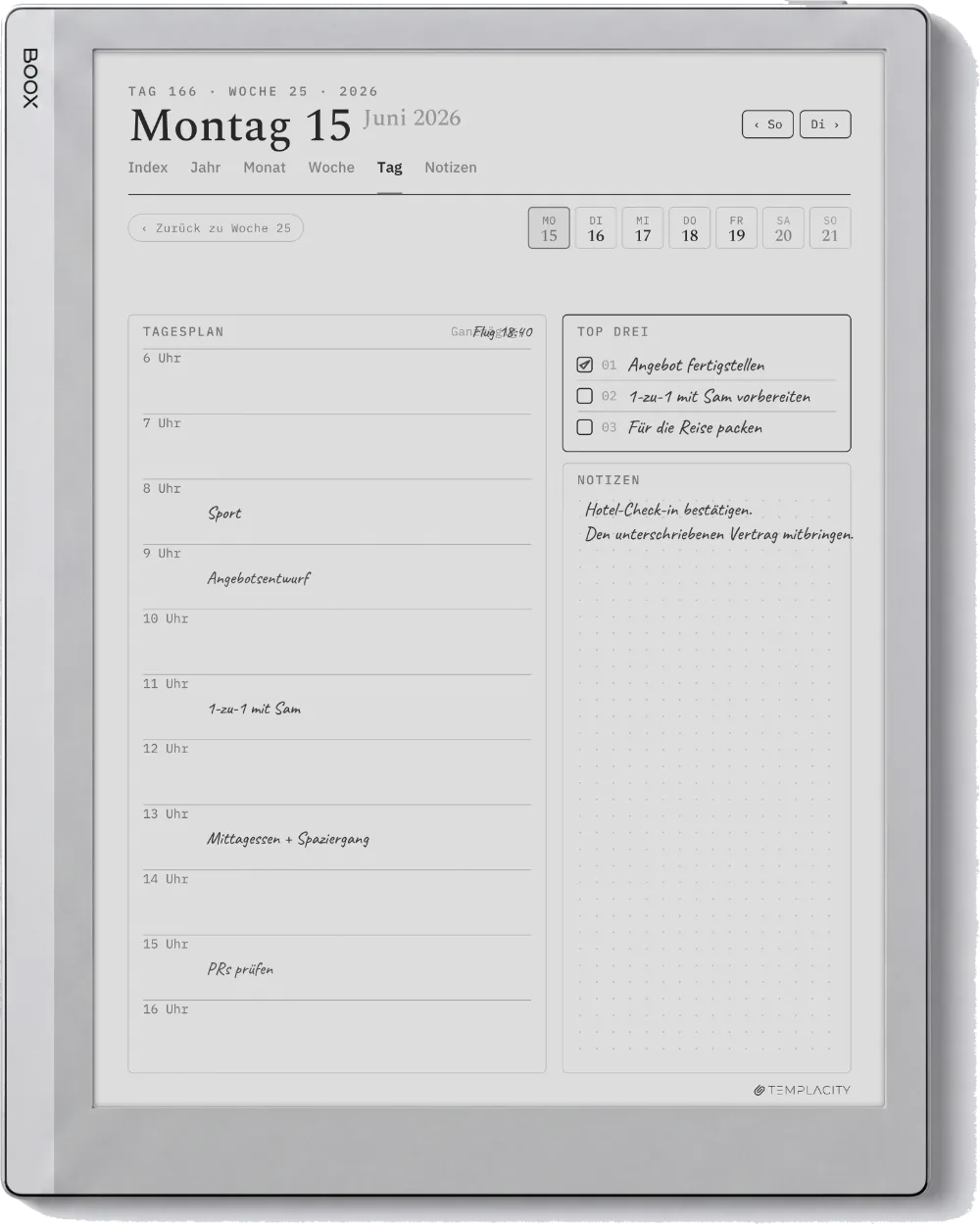 The Planner auf dem Boox Go 10.3