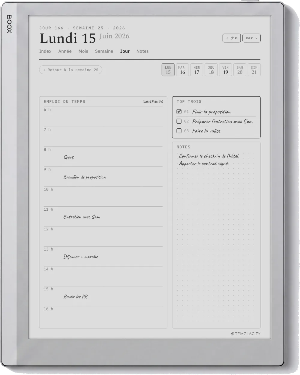 Le Planner sur la Boox Go 10.3
