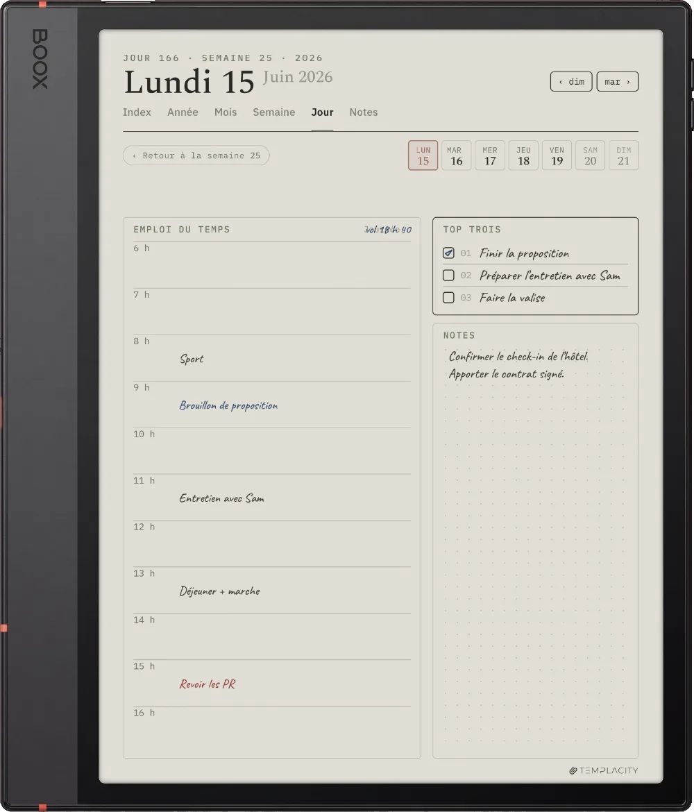 Le Planner sur la Boox Note Air5 C