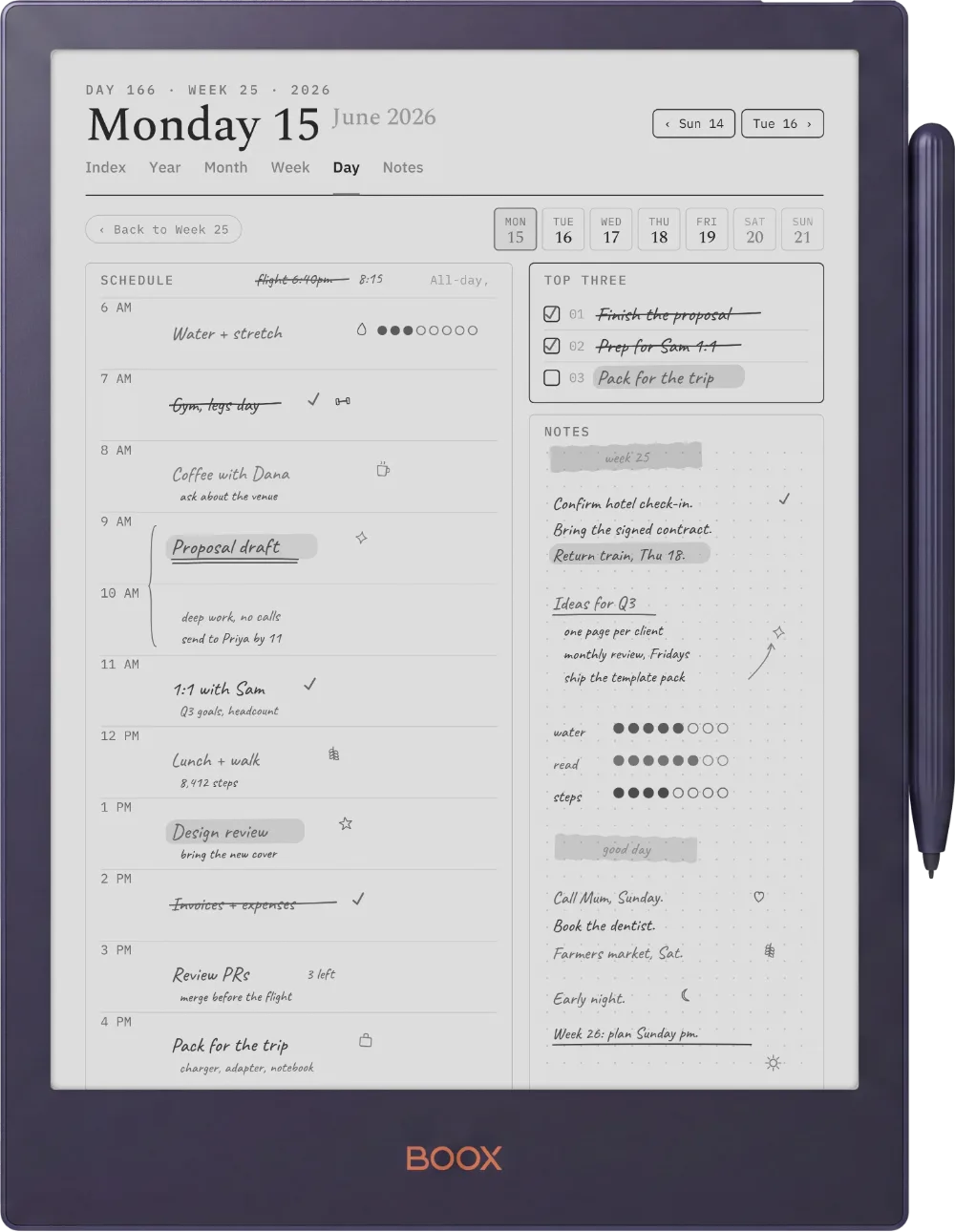 The Planner on the Boox Note5