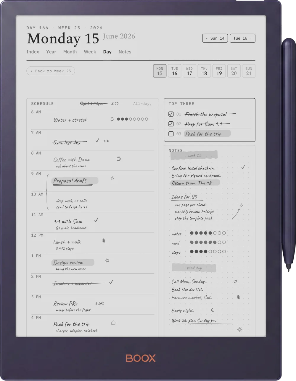 The Planner on the Boox Note5