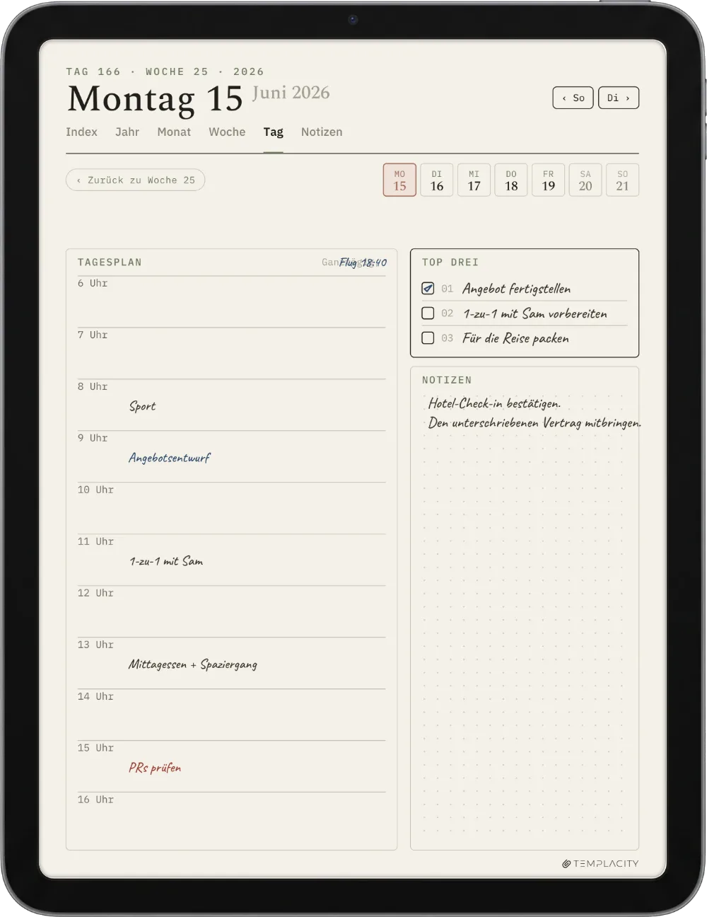 The Planner auf dem iPad