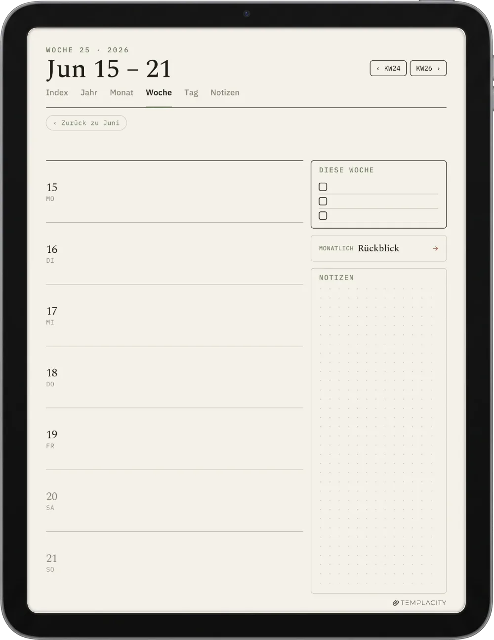 The Planner für Goodnotes iPad Seite 2