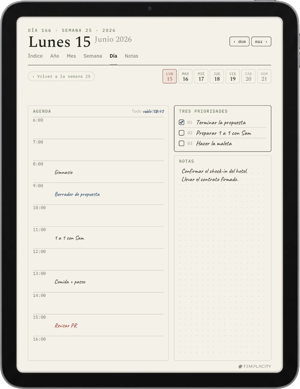 The Planner en el iPad