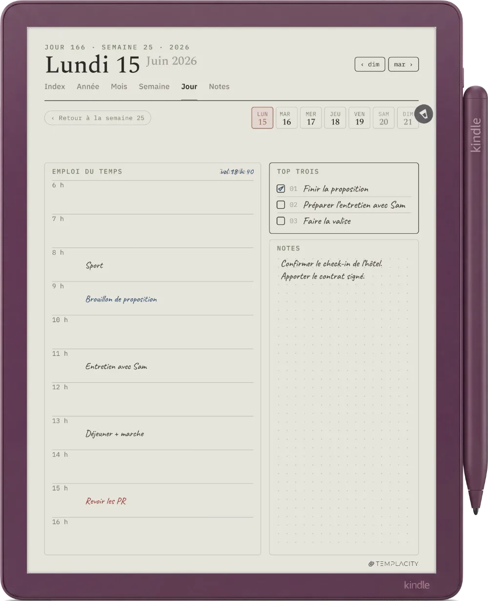 Le Planner sur la Kindle Scribe Colorsoft