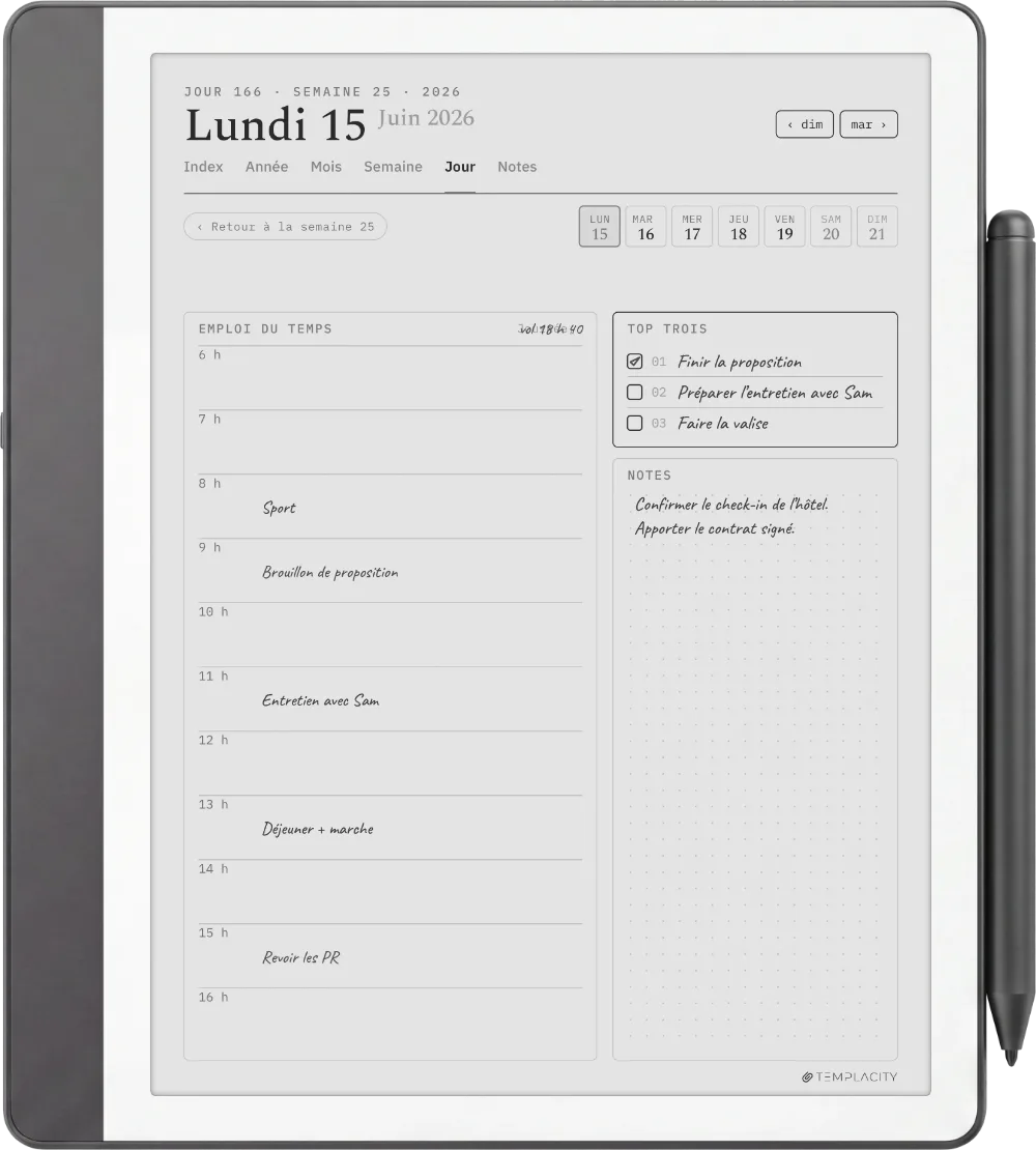 Le Planner sur la Kindle Scribe