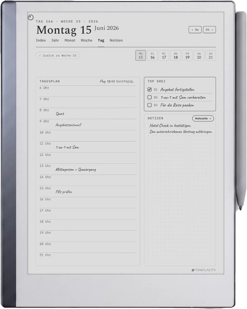 The Planner auf dem reMarkable 2