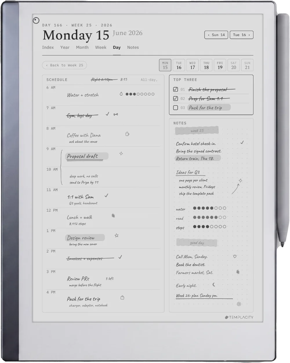 The Planner on the reMarkable 2