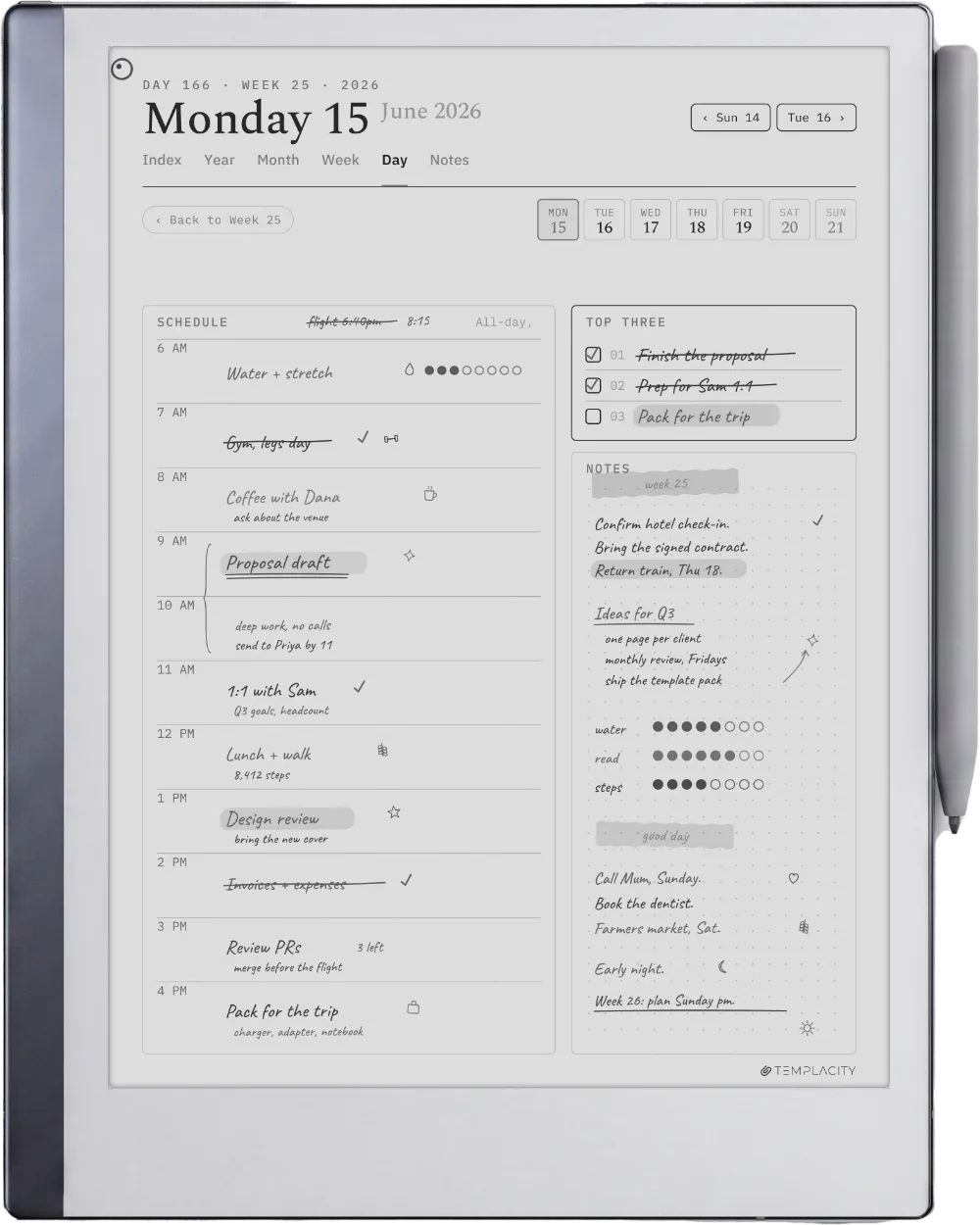 The Planner on the reMarkable 2