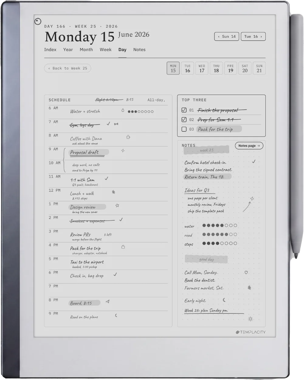 The Planner on the reMarkable 2