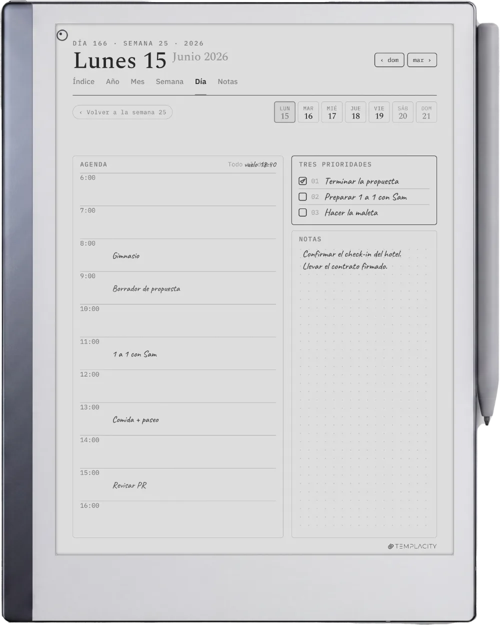 The Planner en el reMarkable 2