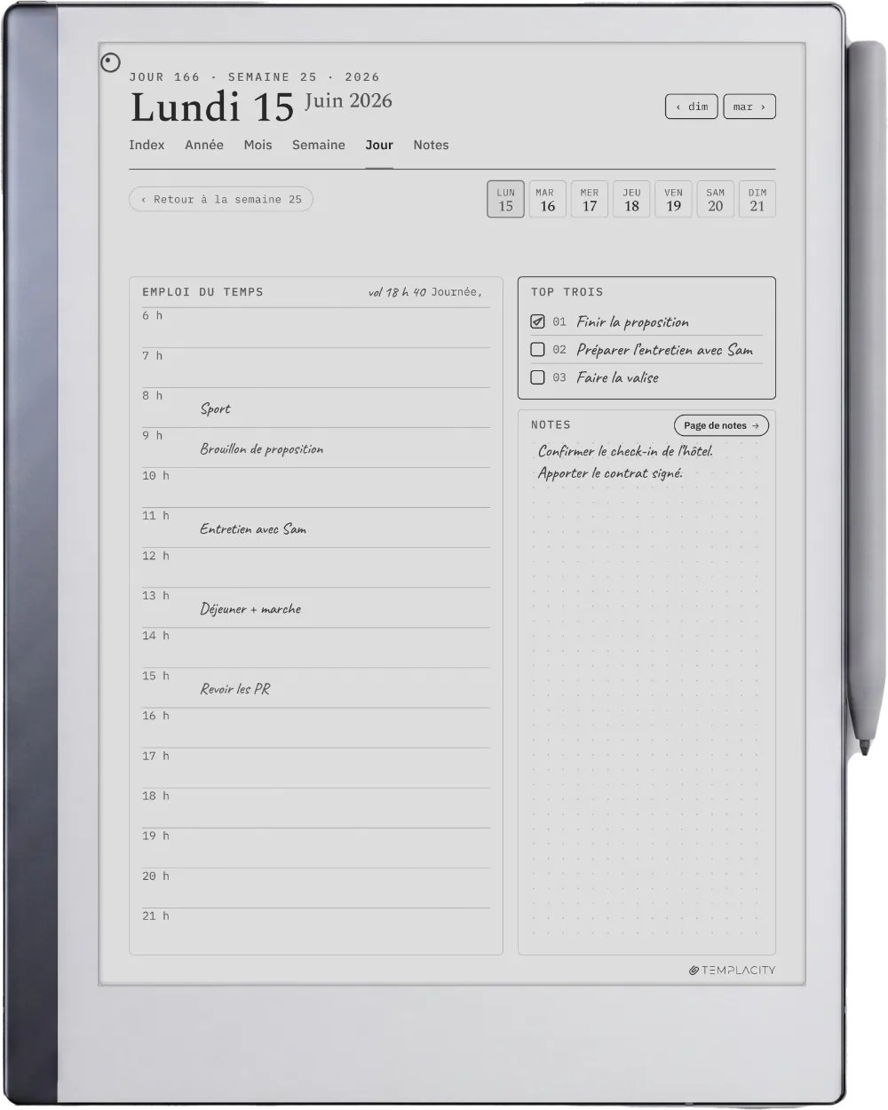 Le Planner sur la reMarkable 2