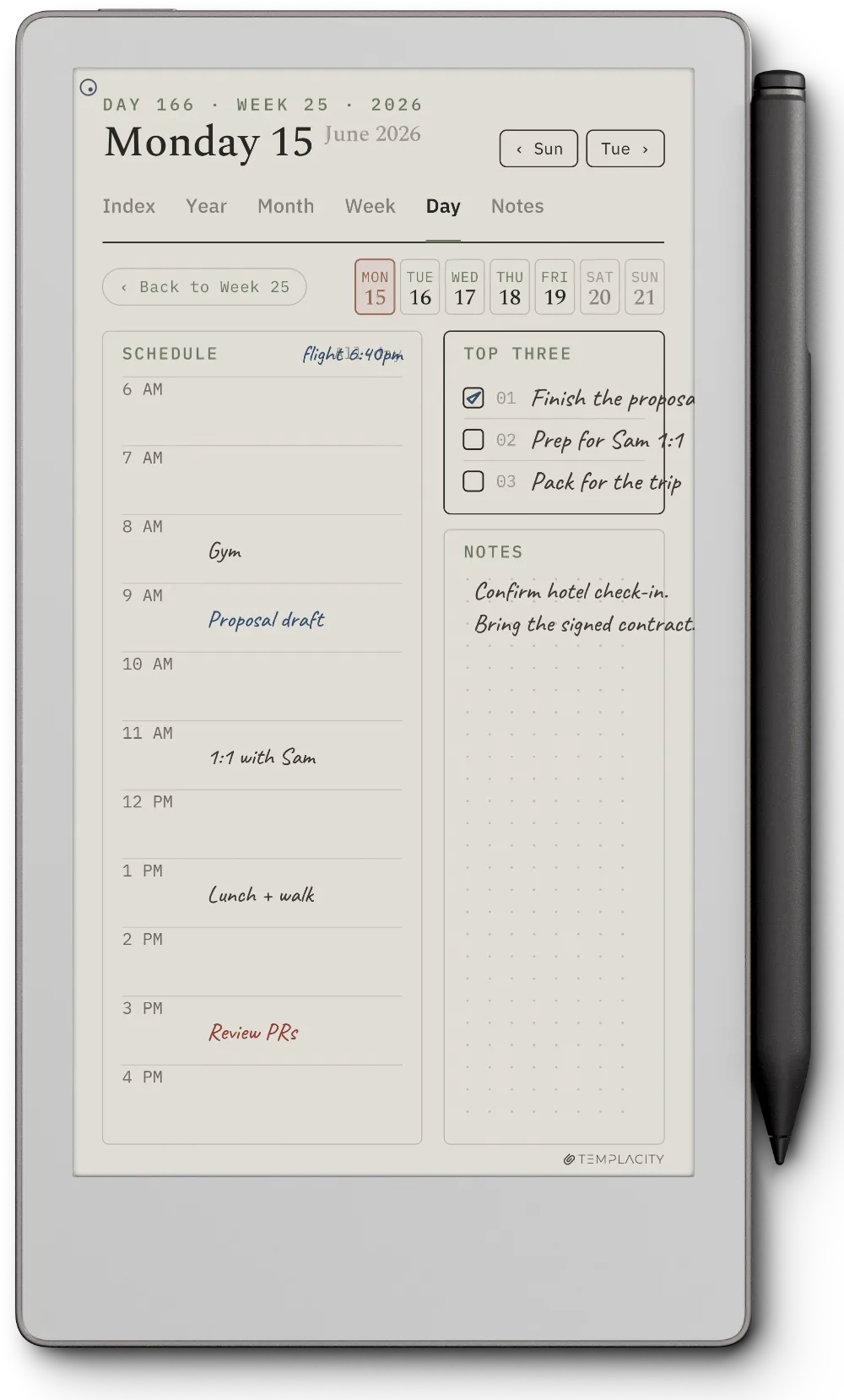 The Planner on the reMarkable Paper Pro Move
