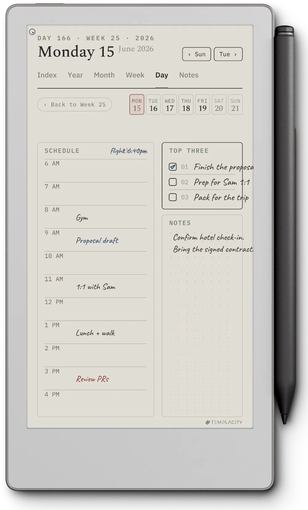 The Planner on the reMarkable Paper Pro Move