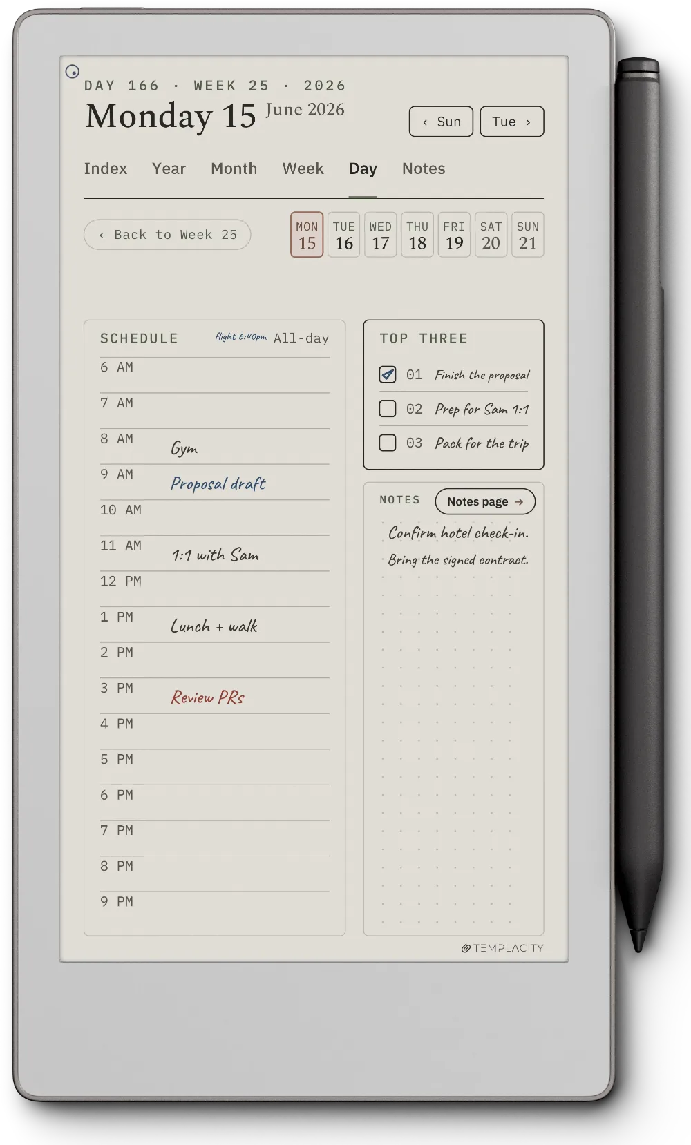 The Planner on the reMarkable Paper Pro Move