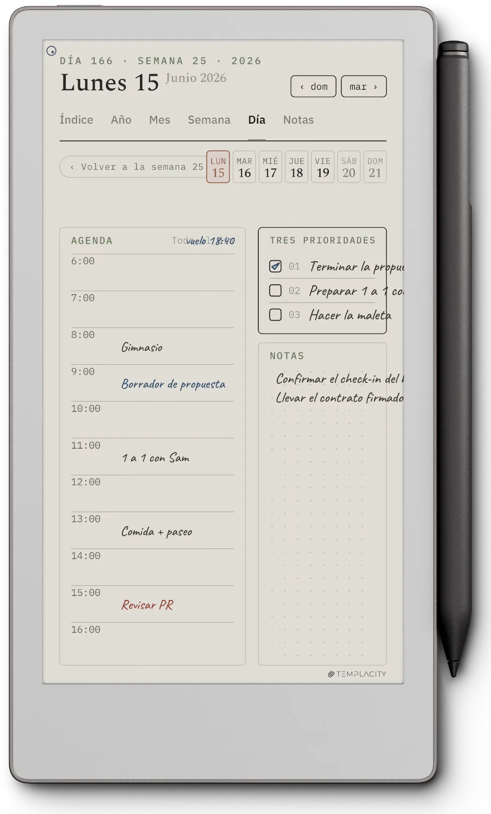 The Planner en el reMarkable Paper Pro Move