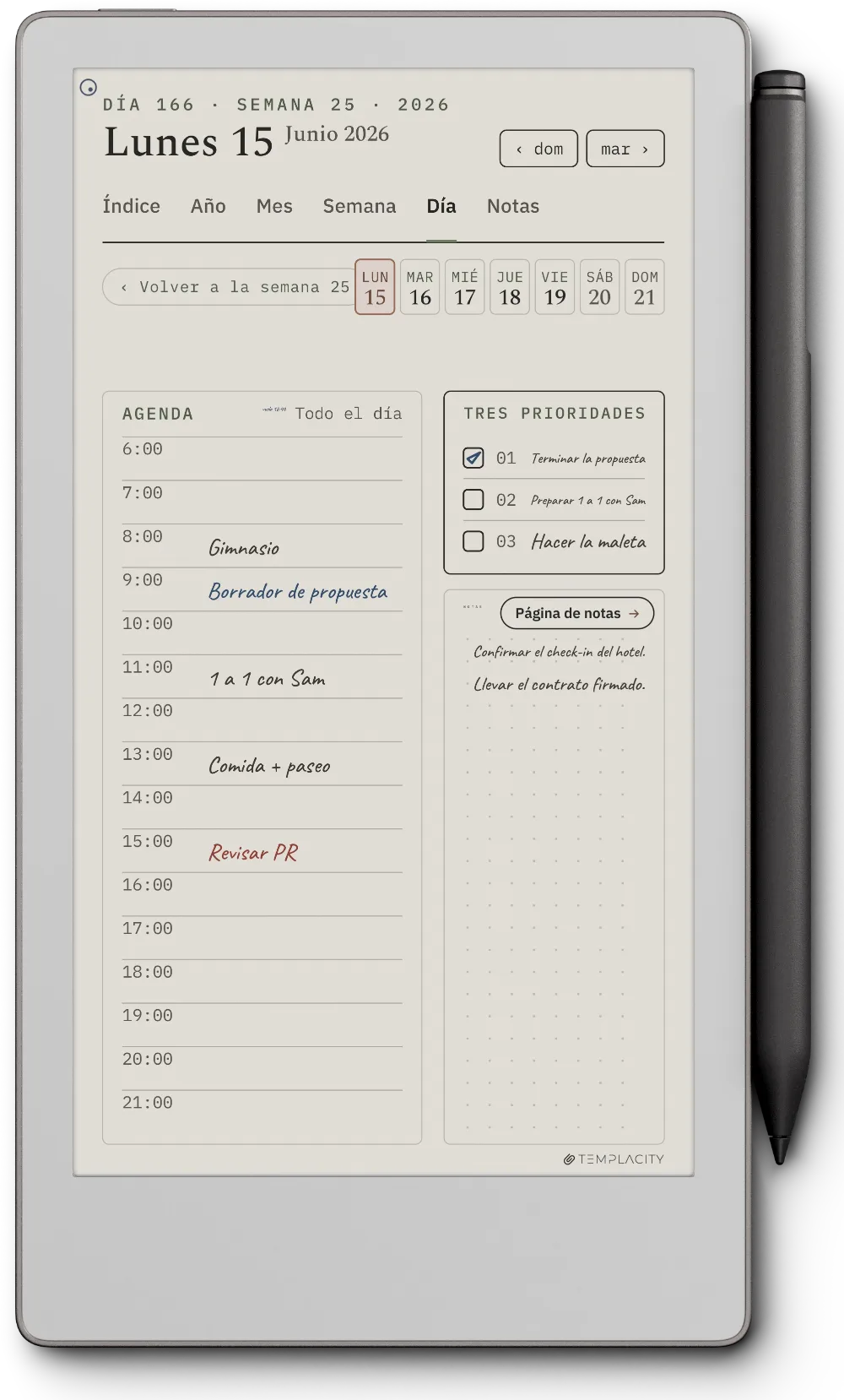 The Planner en el reMarkable Paper Pro Move