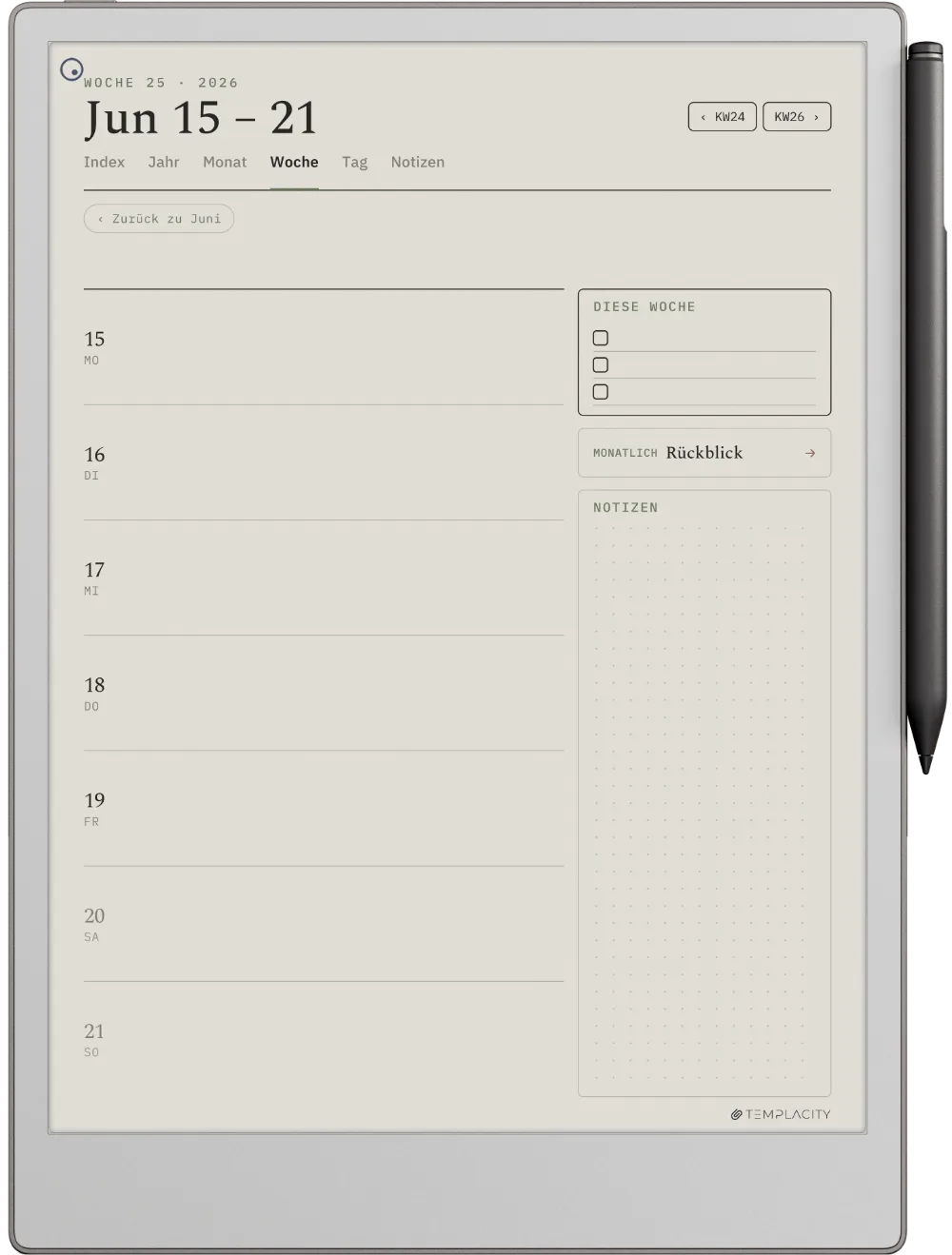 The Planner für reMarkable reMarkable Paper Pro Seite 2