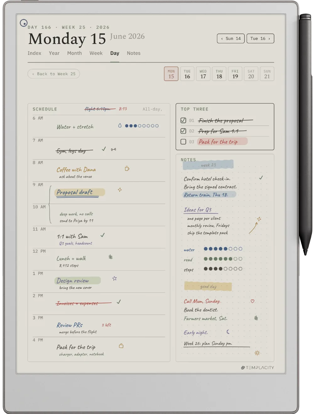 The Planner on the reMarkable Paper Pro