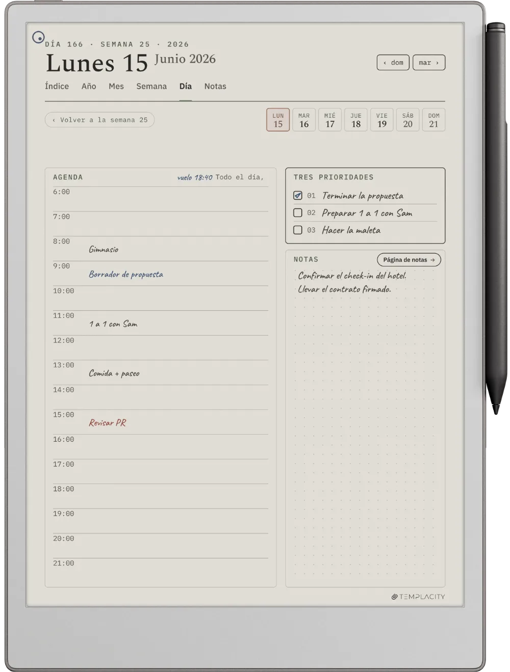 The Planner en el reMarkable Paper Pro